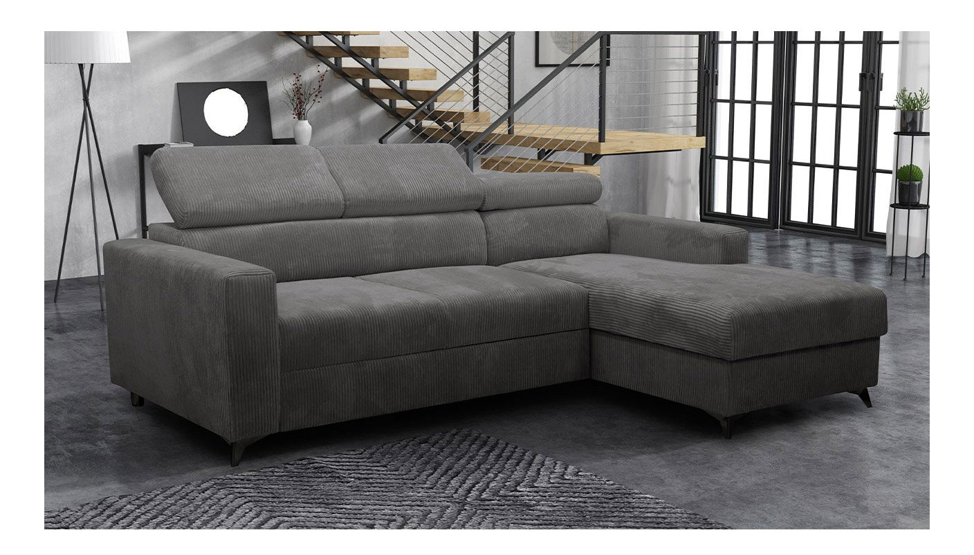 Rohová sedačka Laviosuna Premium (tmavě šedá) (s úl. prostorem) (P)