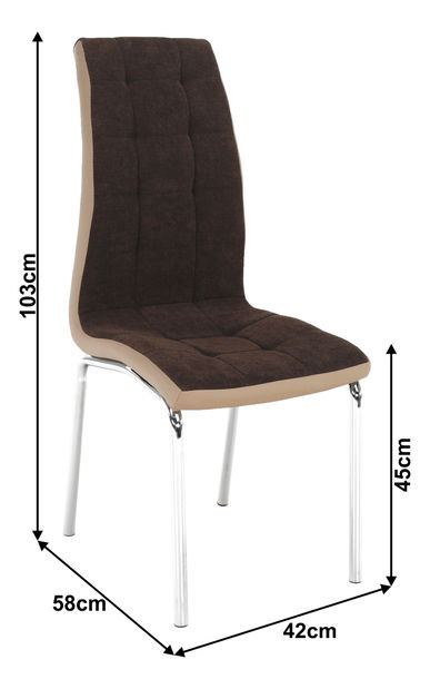 Jídelní židle Gerda new (hnědá + béžová + chrom) *bazar
