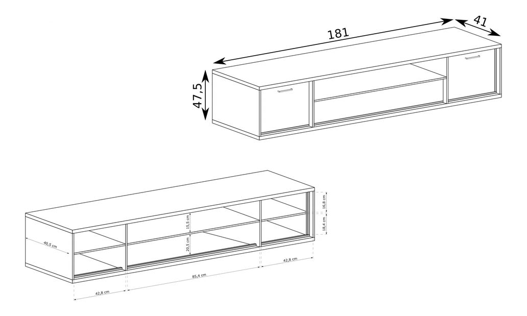 TV stolek/skříňka Milley 13 (s LED osvětlením) (hikora)