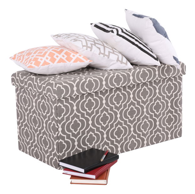 Skládací taburetka Leucit (šedá + bílý vzor)