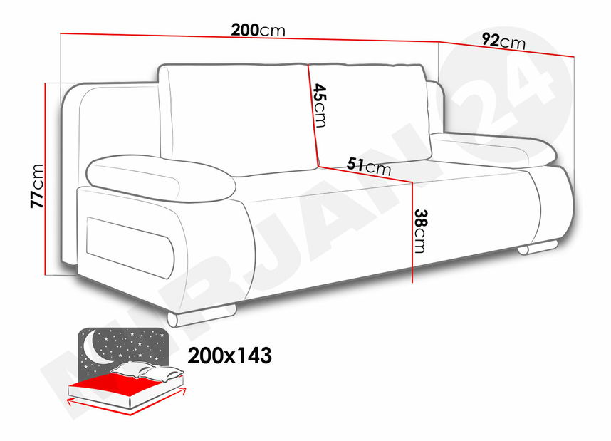 Pohovka trojsed Ernas (hnědá) *výprodej