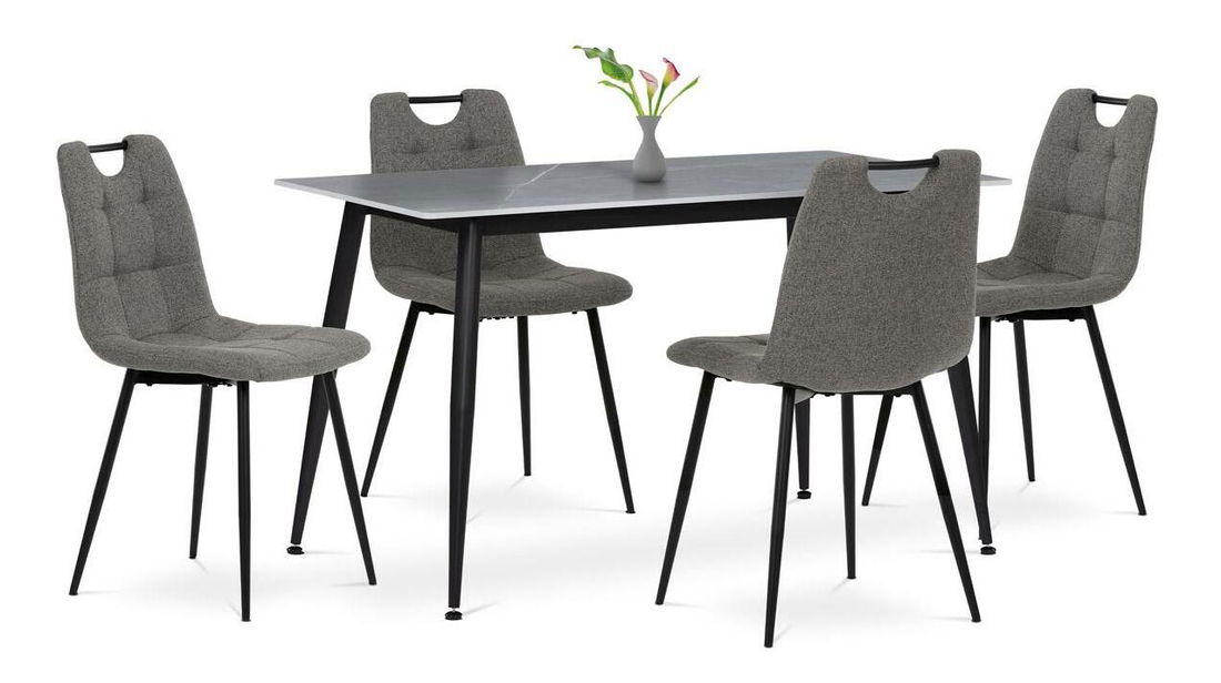 Jídelní set Atribuirles (šedý mramor + šedá) (pro 4 osoby)