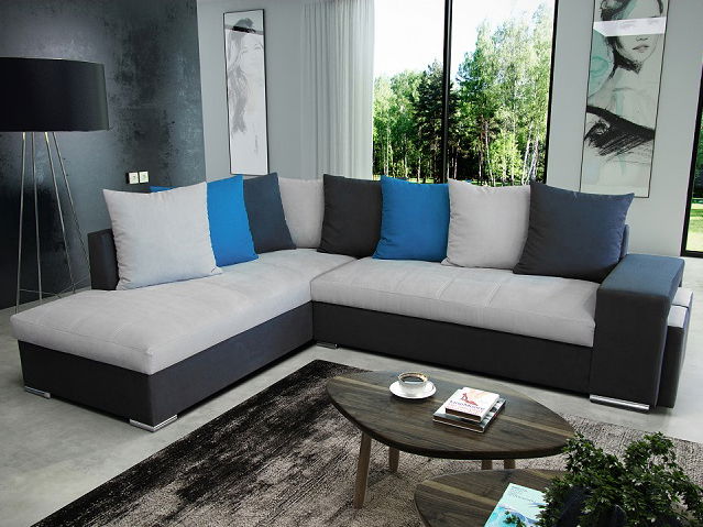 Rohová sedací souprava Jemen (tmavěšedá + světlešedá) (L)