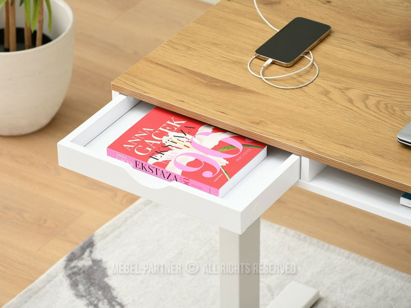 PC stolek Osto 140 (dub bílý + bílá)