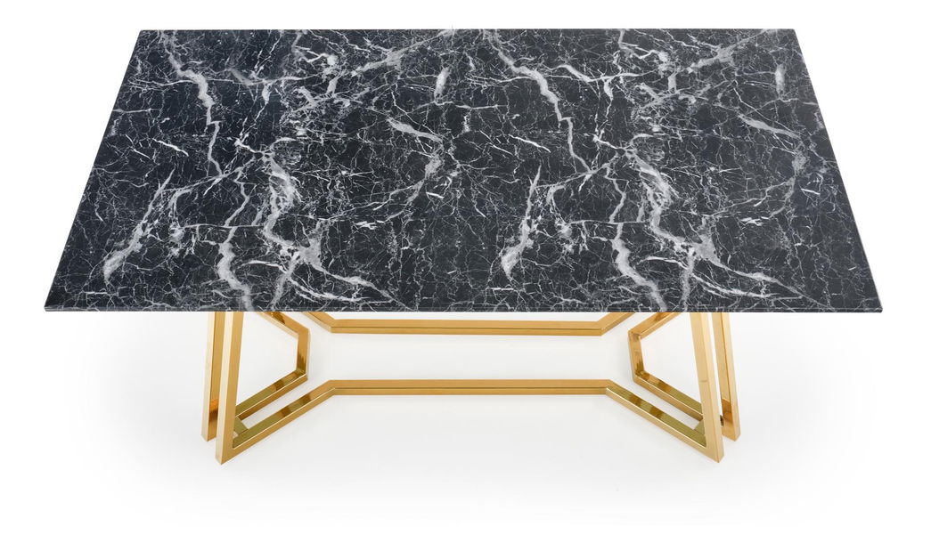 Jídelní stůl Kamoni (černý mramor + zlatá) (pro 6 osob)