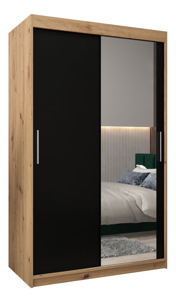 Šatní skříň 120 cm Toki 2 (Dub artisan + Černá matná)