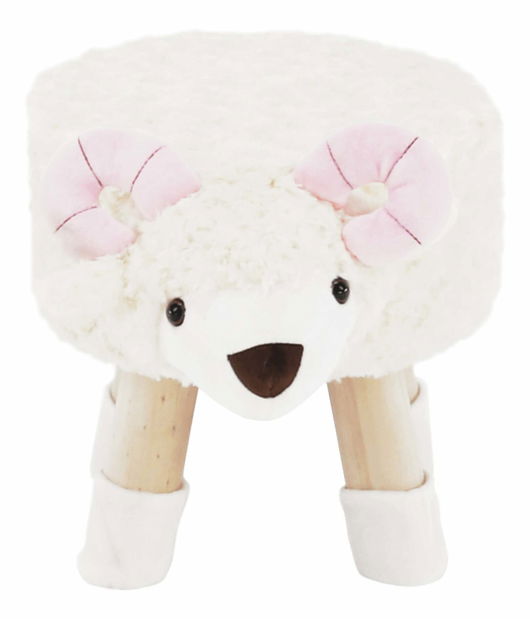 Taburet ve tvaru ovečky Banzai (bílá + růžová + přírodní)