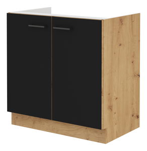 Dolní kuchyňská skříňka pod dřez Miraluna (dub artisan + černá matná)