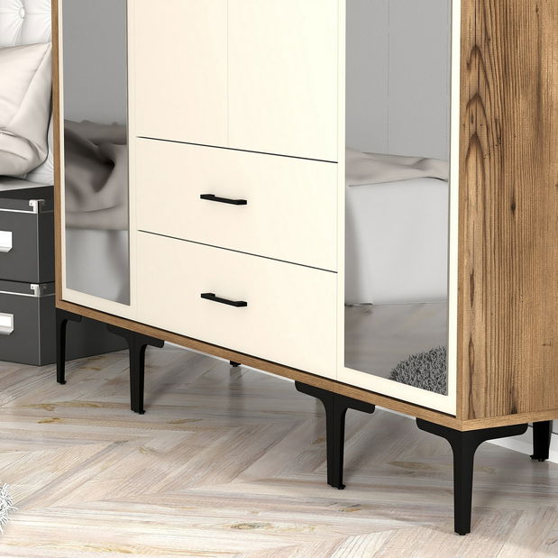 Šatní skříň Kiara RTR (ořech + krémová)