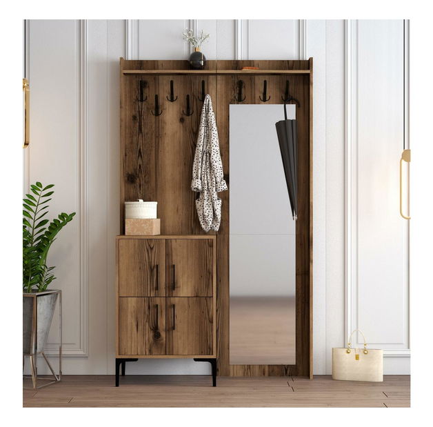 Předsíňová stěna Betina BC (ořech) (se zrcadlem)