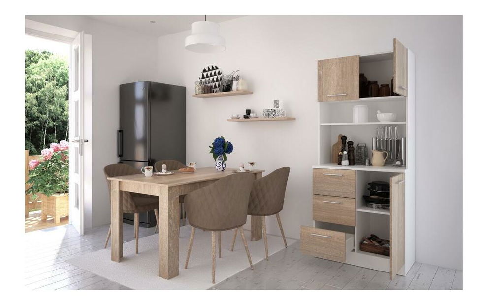 Kuchyňský kout Lester NEW (bílá + dub sonoma)