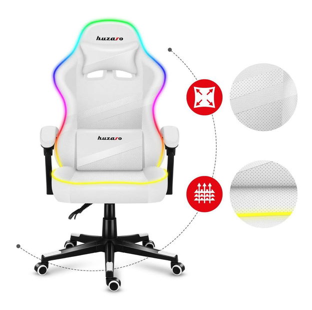 Herní křeslo Fusion 4.4 (bílá + vícebarevná) (s LED osvětlením)