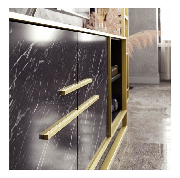 TV stolek/skříňka Poppy (zlatá + černá)