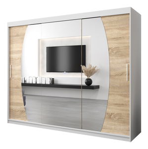 Šatní skříň 250 cm Eclipse (bílá matná + dub sonoma)