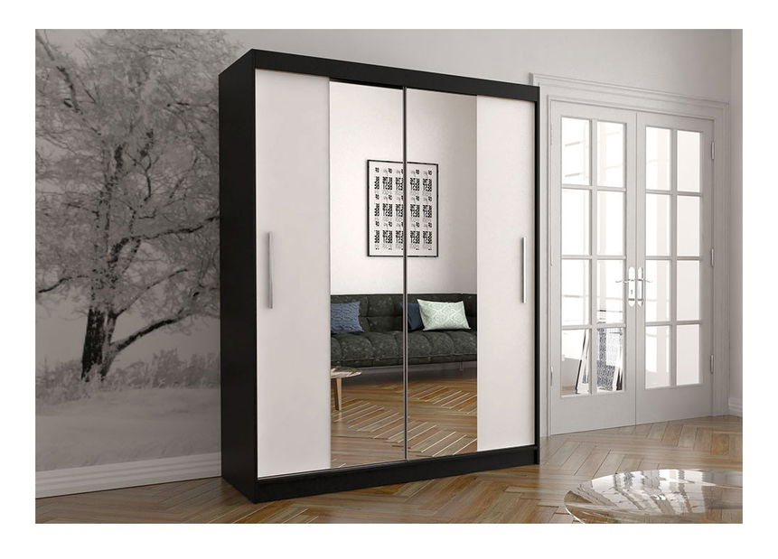 Šatní skříň Viola 01 (černá + bílá)