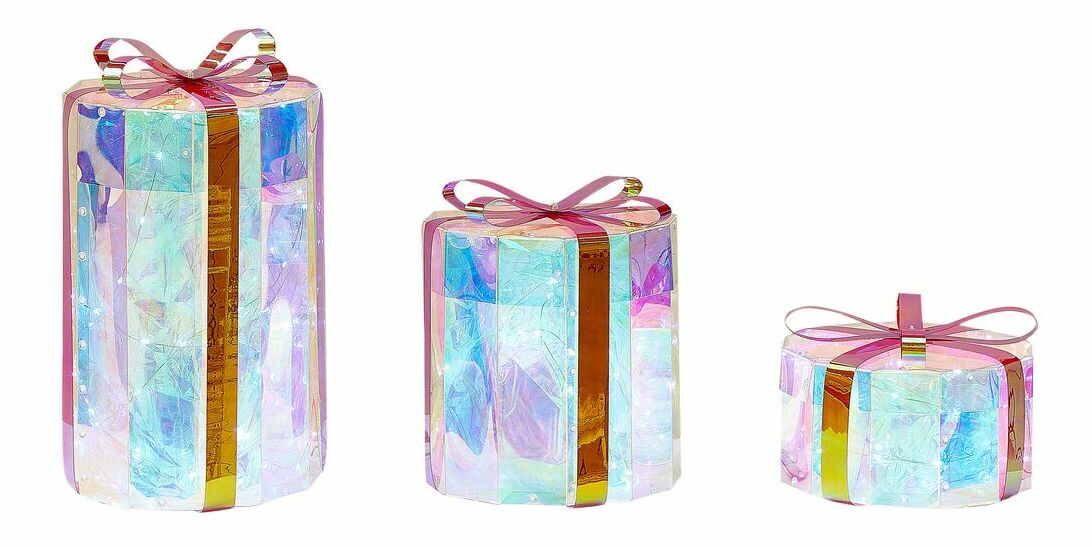 Set 3 ks vánočních dekorací dárky Gatsby (vícebarevná)