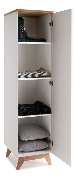 Policová skříň Balones BG02 (bílá + dub)