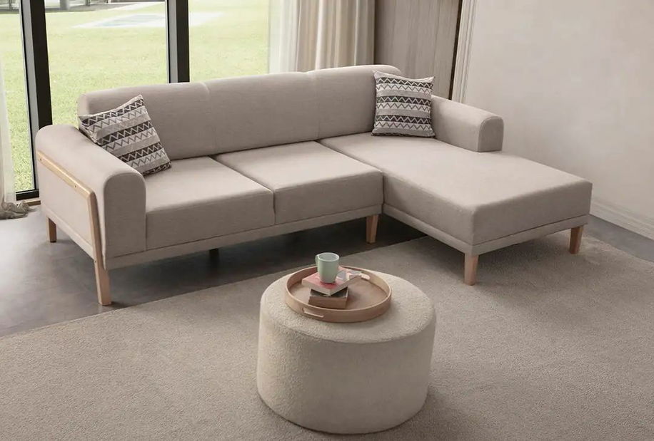 Rohová sedačka Lattino (modrá) (L)