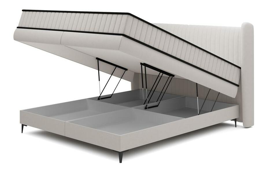 Manželská kontinentální postel 140 cm Dalmo 140 (s roštem) (s úl. prostorem) (šedá + černá)