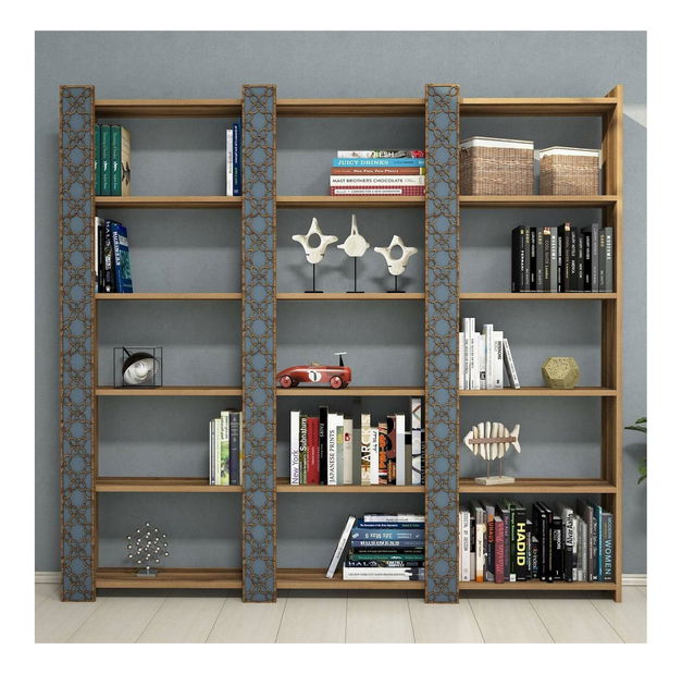 Regál Clementine 3 (ořech + modrošedá)