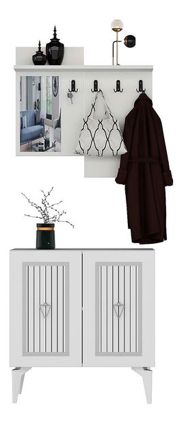 Předsíňová sestava Tideno (bílá + stříbrná)