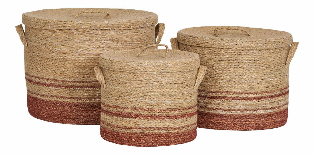 Set 3 ks košíků Btanina (přírodní + hnědá)