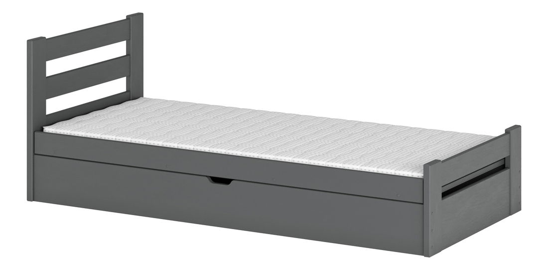 Dětská postel 80 cm Nia (s roštem a úl. prostorem) (grafit)
