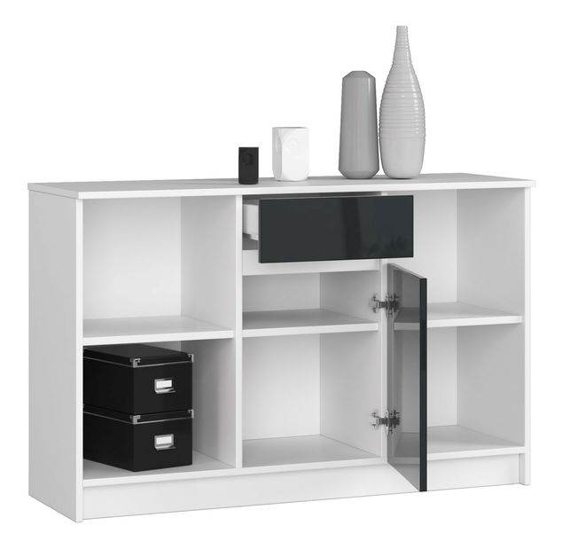 Komoda Briar (bílá + grafit lesk)