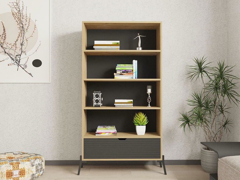 Regál Duseso (dub safírový + antracit)