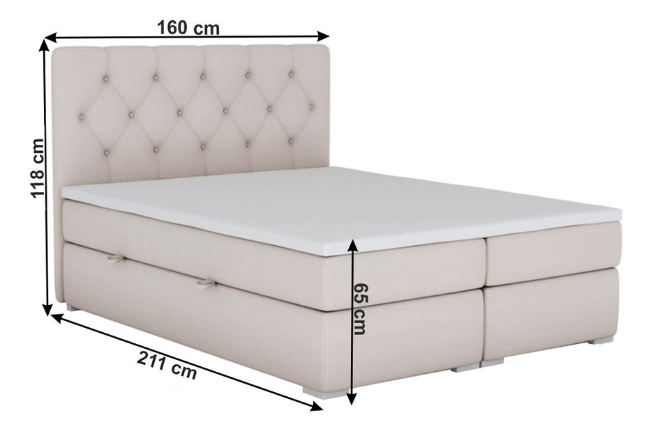 Manželská postel Boxspring 160 cm Elaine (s matracemi)