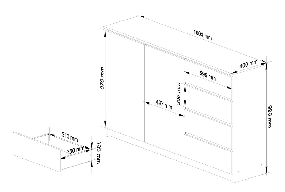 Komoda Kaida (bílá)