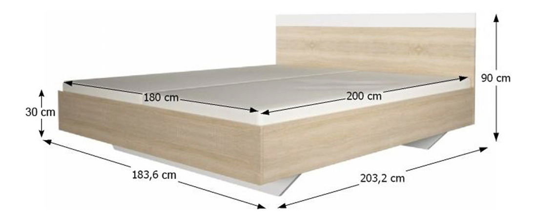 Manželská postel 180 cm Gaila