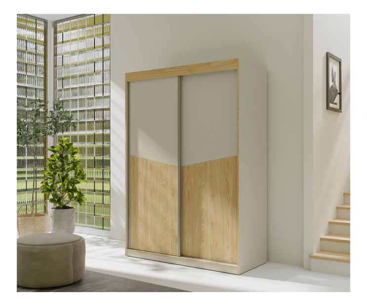 Šatní skříň Avain 150 (světlobéžová + dub olejovaný)