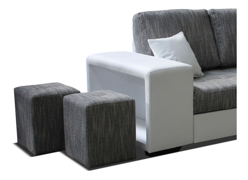 Rohová sedací souprava Thema Lux L+2F (modrá + bílá) (L)