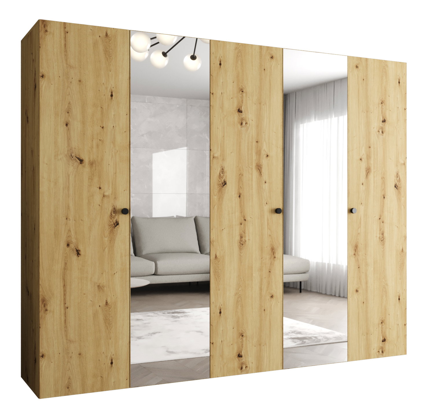 Šatní skříň 250 cm Parna 2 (dub artisan + černá)