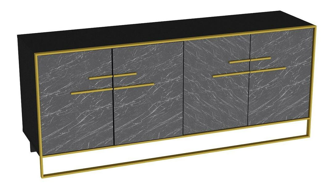 Skříňka Poppy (černá + zlatá)