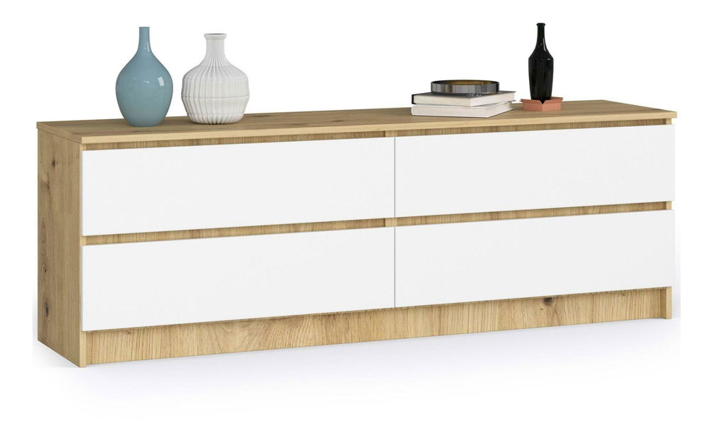 Komoda Kurtinaitis 4SZ (dub artisan + bílá)