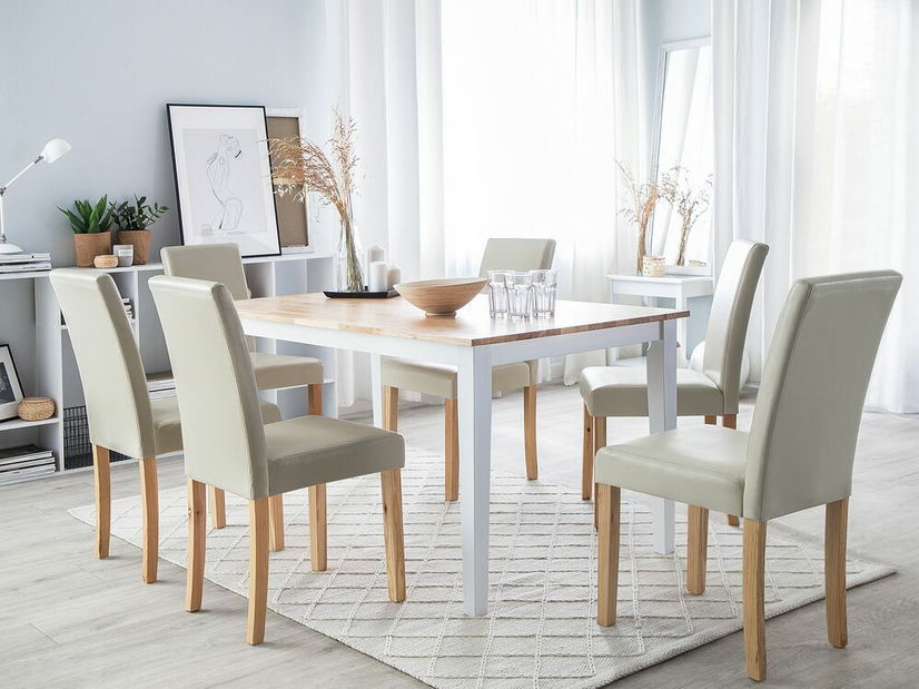 Set 2 ks. jídelních židlí BORWAY (kůže) (béžová)