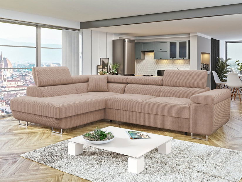 Rohová sedací souprava Terazuro (růžová)