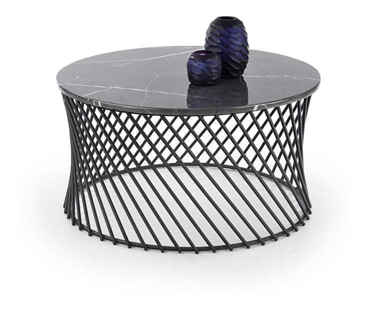 Konferenční stolek Mawaro (šedý mramor + černá)