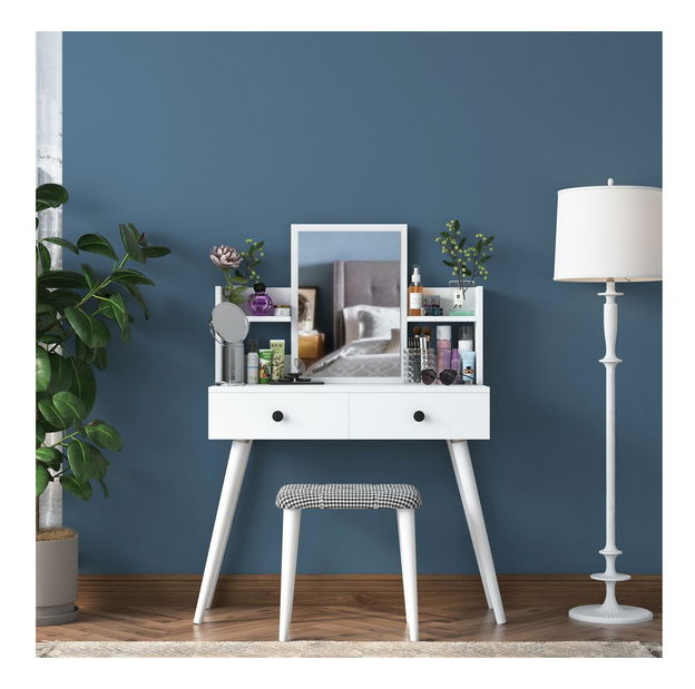 Toaletní stolek s taburetkou Blake 102 (bílá)