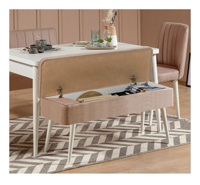 Jídelní set Vlasta 2 (bílá + béžová) (pro 6 osob)