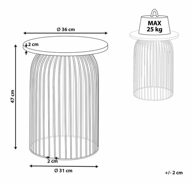Příruční stolek Wyatt (světlé dřevo)