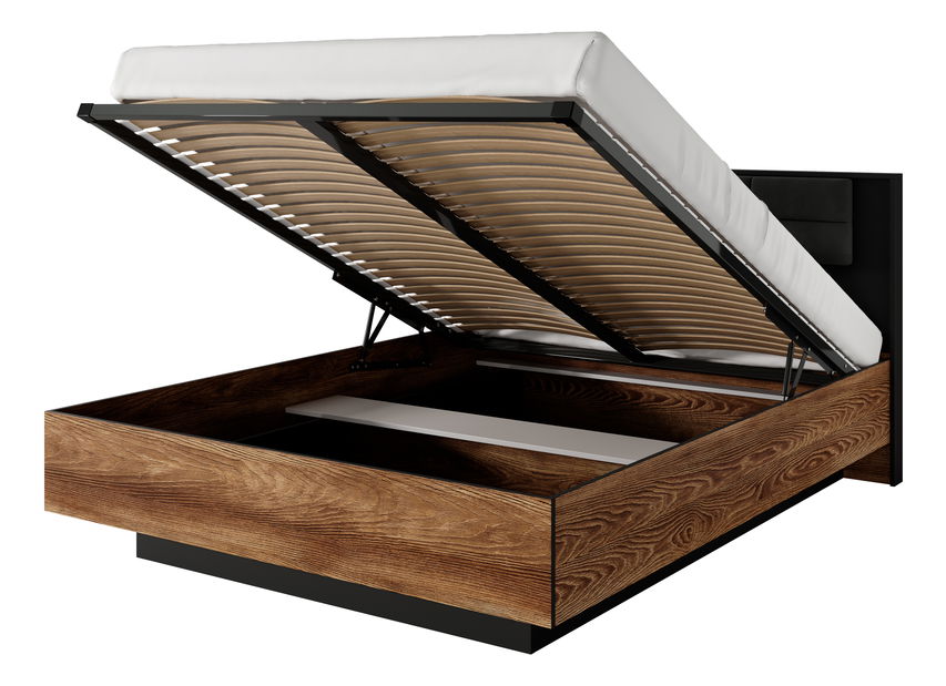 Manželská postel 160 cm Milty (dub baltic + černá)