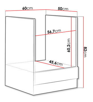 Skříňka pod pečicí troubu Milo 60 DG BB (šedá + bílý lesk)
