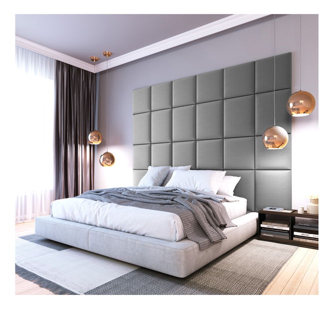 Set 24 čalouněných panelů Quadra 240x180 cm (světlešedá)