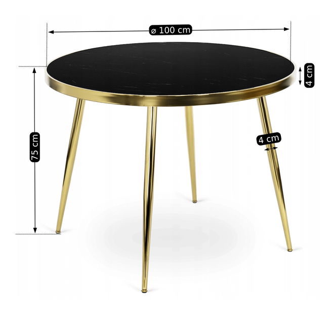 Jídelní stůl Tripulacion (mramor černý + zlatá) (pro 4 osoby)