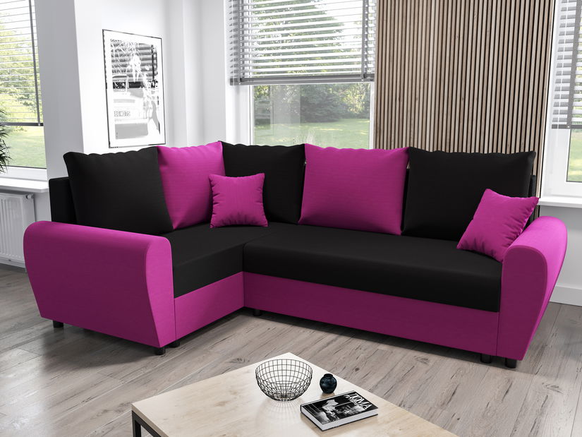 Rohová sedací souprava Fleur Plus (červená + černá) (L)