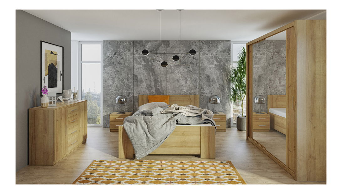 Šatní skříň Bonaparte SZ120 (dub zlatý) (se zrcadlem)