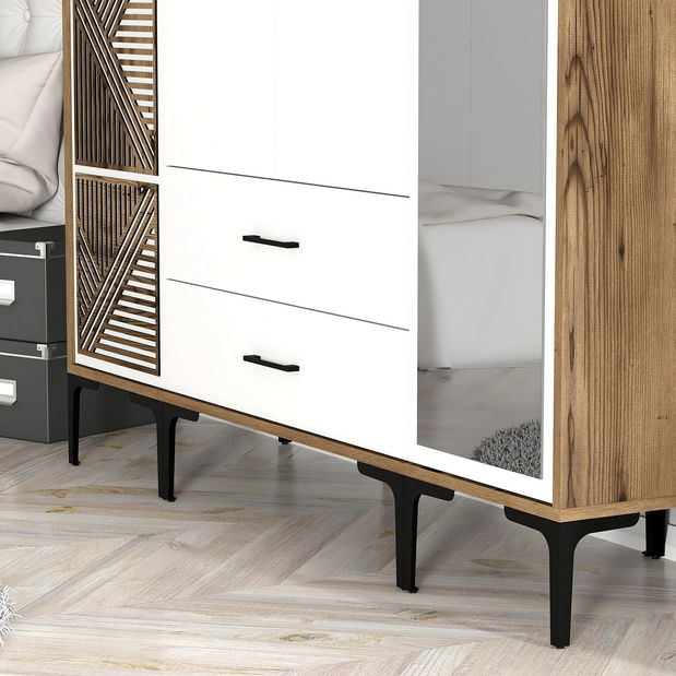 Šatní skříň Kiara PTR (ořech + bílá)